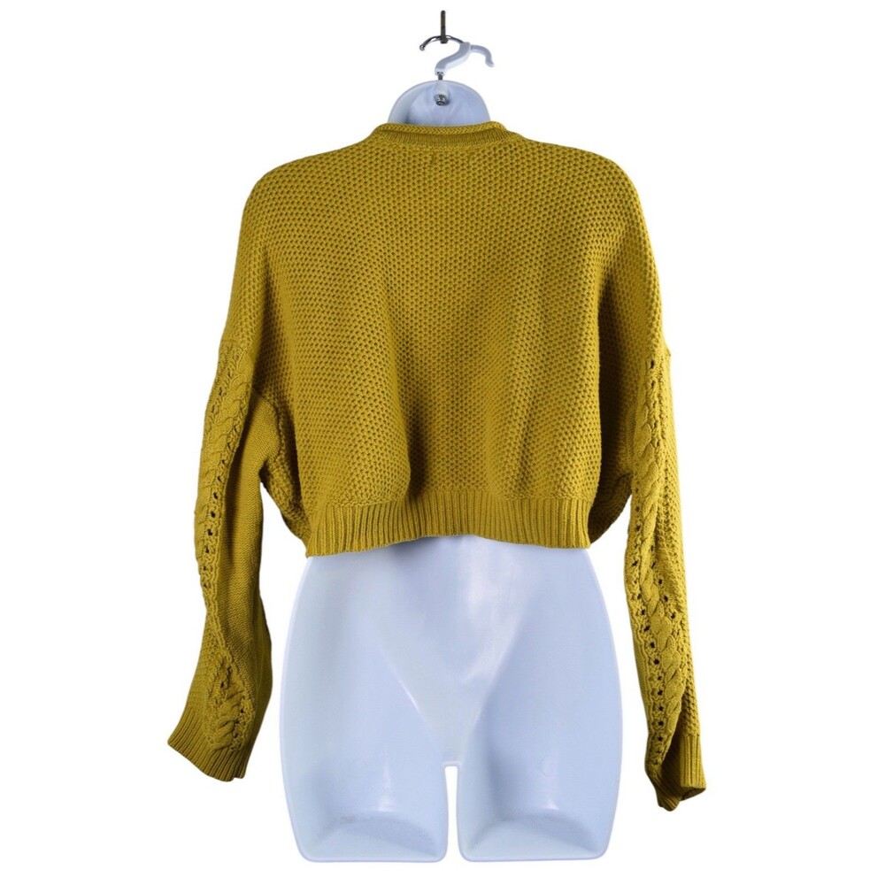 BDG Urban Outfitters Sweater Size S Mustard Yellow Cropped Cable Knit Boho - Picture 4 of 8